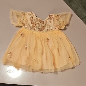 next Yellow Embroidered Tulle Flower Girl Dress